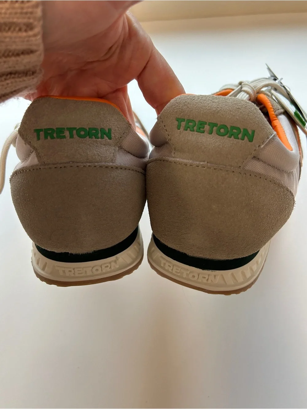 Tretorn Men’s Beige and Orange Retro Runner Sneakers